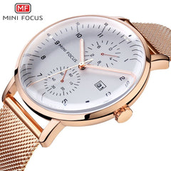 MINIFOCUS Spherical Mirror Mens Watches Top Brand Luxury Casual Black Quartz Watch Men Gold Stainless Steel Fashion Male Clock