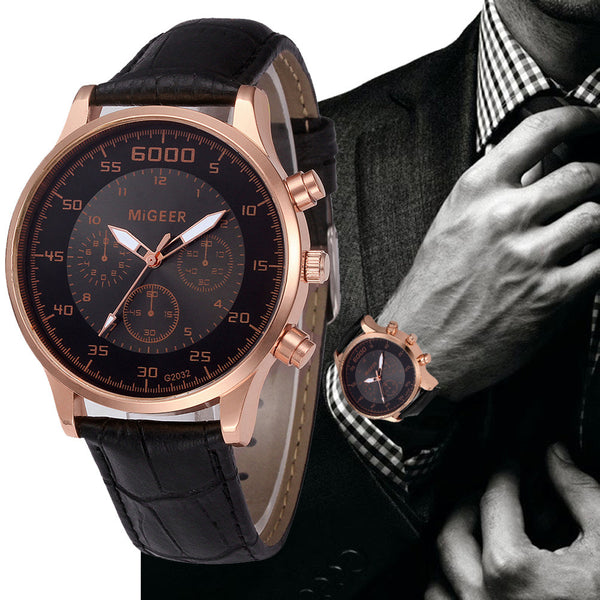 DISU Men Wrist Watch Retro Design Leather Band Analog Alloy Quartz watch men new arrival in men wristwatches mens watches
