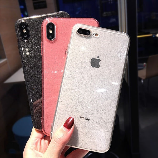Glitter Solid color Soft TPU Back Cover For iPhone 11 Pro X 6 6S 7 8 plus Case Transparent Phone Case for iphone XR XS Max Cover