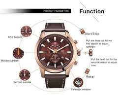 MINI FOCUS Fashion Chronograph Men Watch Sport Waterproof Men's Watches Quartz Watches Man Clock Wristwatch Luxury Brand Leather