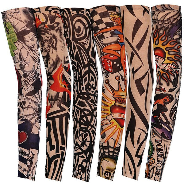 Summer 7Pcs Tatoo Arm Stockings Arm Warmer Cover Elastic Fake Temporary Tattoo Sleeves For Men  New Arrival@50 (Multicolor One size)