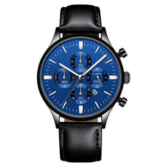 Men's Watch Fashion Sport Stainless Steel Case Leather Band Quartz Analog Wrist Watch Man Reloj Hombre 2019 relogios masculinos