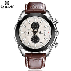 LIANDU Mens Wrist Watch Luxury Fashion Leather Glass Quartz Analog Watch Man Reloj Hombre 2019 Men Wristwatch Clock
