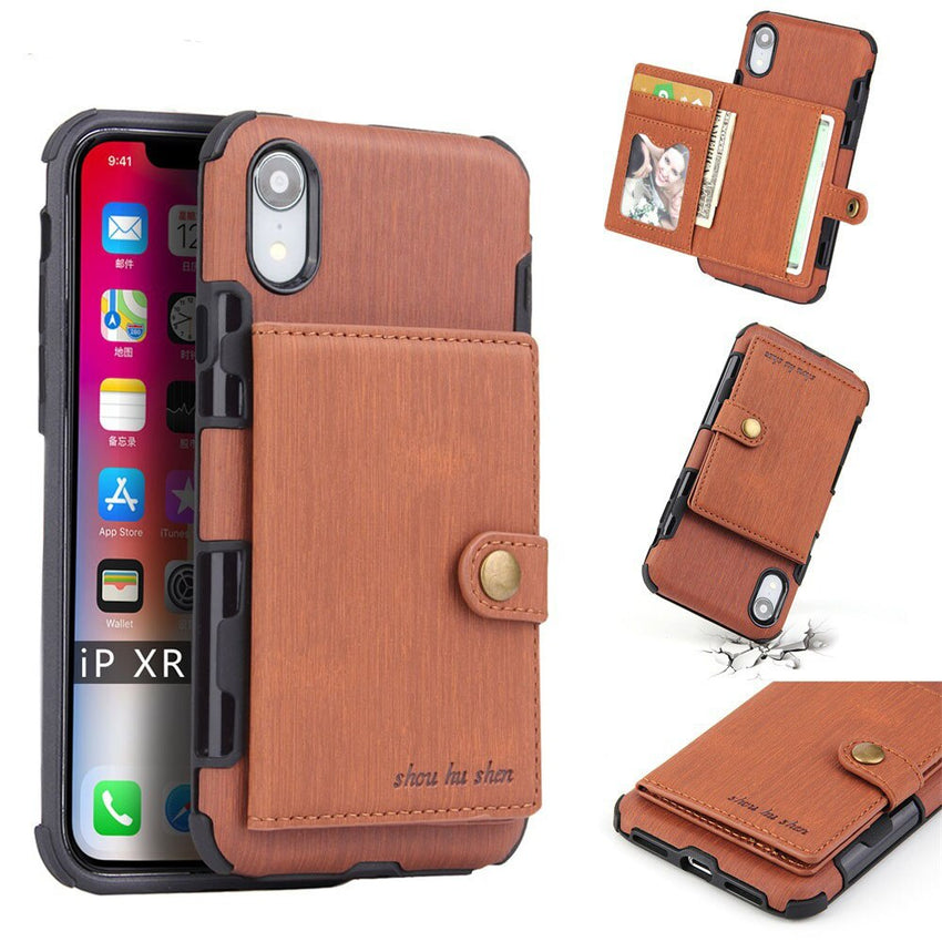 Leather Wallet Case For iPhone XS Max 6 6s 7 8 Plus Plain Business Cases For Samsung Note 8 S8 S9 Plus With Card Pocket Cover