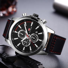 MINI FOCUS Sports Watches Mens 2019 Wristwatch Quartz Watches Men Luxury Brand Waterproof Leather Watch Strap Fashion Male Clock