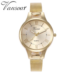 Casual Women Watches Simple  Dial Ladies  Quartz Wristwatch High Quality Rose Gold Mesh Belt Strap Clock Montre Femme@50