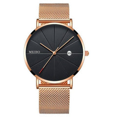 Ultra-thin Watches Classic Steel Quartz Date Wristwatch Casual Mesh Belt Masculino Relogios relojes para hombre reloj hombre