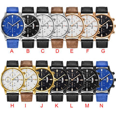 Men's Wristwatch Sport Stainless Steel Case Leather Band Quartz Analog Watch Man relojes hombre 2019 erkek kol saati