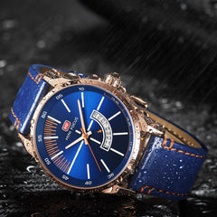 MINI FOCUS Fashion Cool Blue Luxury Brand Wristwatch Mens Watches Quartz Leather Watch Men Clock Male Calendar Date Gift To Man