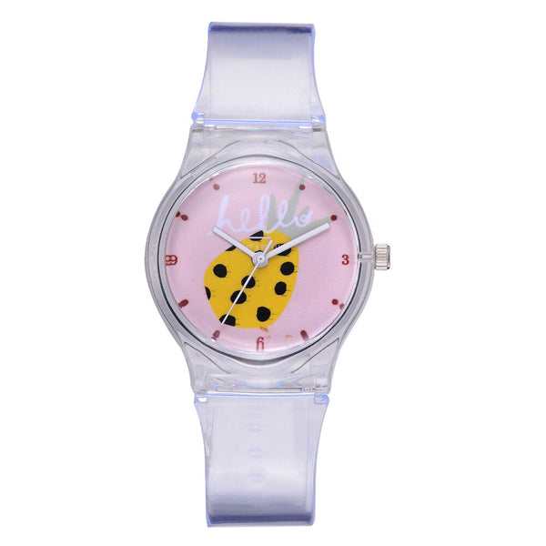 Fresh Simple Fruit Pattern Watch Silicone Transparent Unique Strap Montre Femme Acier Inoxydable Zegarek Damski Clock @50
