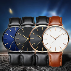 DISU Men Women Watch Betreasure Ultra Thin Luxury Leather Casual Quartz watch man unique watch for men relogios masculino