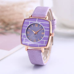 Hot Selling  Women Watch Sport Style Striped Square Dial Ladies Quartz Wristwatch Clock Simple Leather Strap Relogio Feminino@50