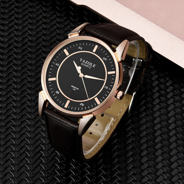 YAZOLE Men Wrist Watch Luxury Stainless steel Leather Band Analog Quartz watches man unique watch for men relogios masculino