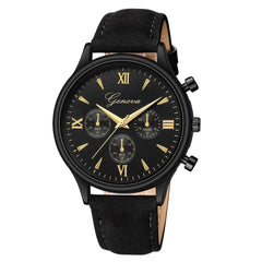 Geneva Men Watches Luxury Faux Leather Blue Ray Glass Quartz Analog watch man watches mens 2019 relogios masculino