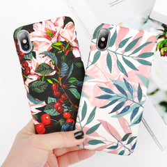 Ultra Thin Leaf Case For iPhone 8 7 6 6S Plus 5 s SE Fitted Cases Green Leaves Phone Cases Hard PC Cover For iphone X Shell Capa