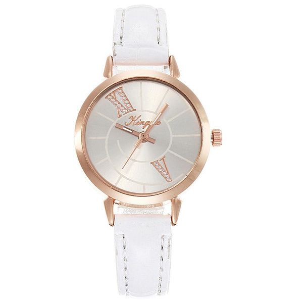 Luxury Women's Watches Leather Strap Fashion Ladies  Clock Scale Rose Gold Disc Quartz Wristwatch  Relogio Feminino@50