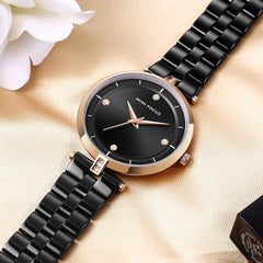 MINIFOCUS Rhinestone Watches Women Fashion Watch 2019 Luxury Brand Quartz Watch Women Stainless Steel Diamond Ladies Wrist Watch