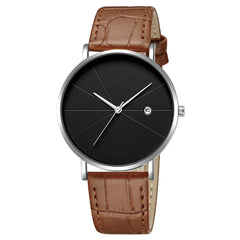 DISU Men Watches Leather Blue Ray Glass Quartz Analog With Calen wristwatch mens unique watch for men relogios masculino