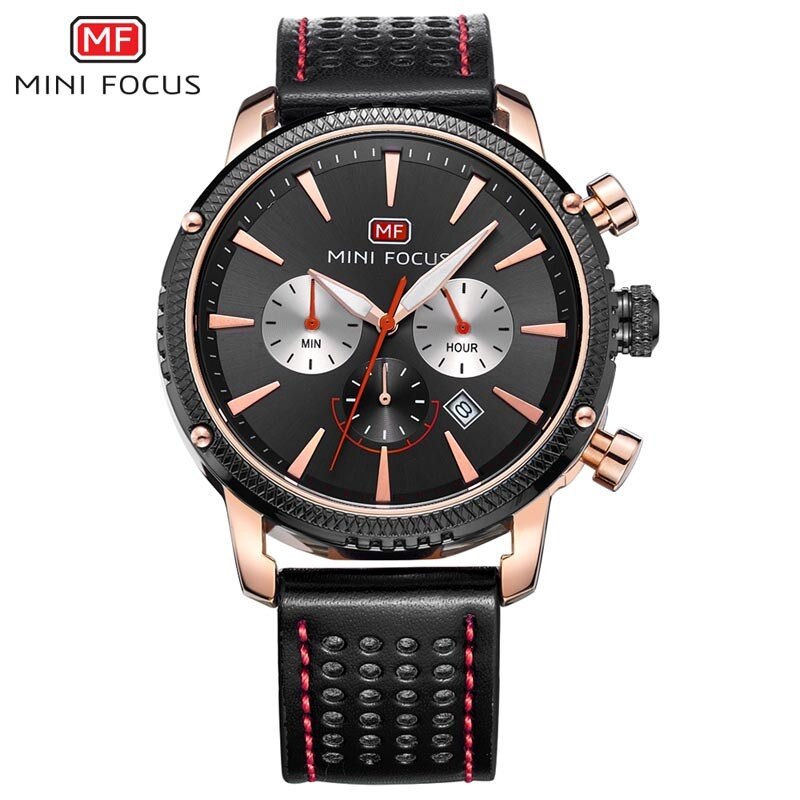 MINI FOCUS Famous Men Watches 2019 Luxury Brand Leather Watch Quartz Wrist Watch Male Chronograph Sport Watches For Men Clock