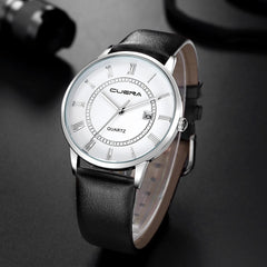 DISU Men Wrist Watch Luxury Quartz Military Stainless Steel Dial Leather Band wristwatch mens watches mens 2019 clock men