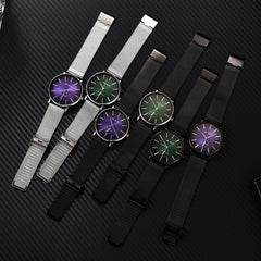 FanTeeDa Men Wristwatch Fashion Luxury Mesh Belt Double Eye Dial Analog Quartz Watch Man Watches Mens 2019 relojes para hombre