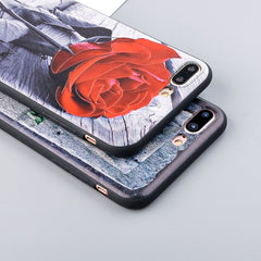 Retro Floral Flower Rose Phone Cases For iphone 8 7 6 6s Plus Fitted Cases 3D Relief Roses Soft TPU Full Protect Back Cover Capa