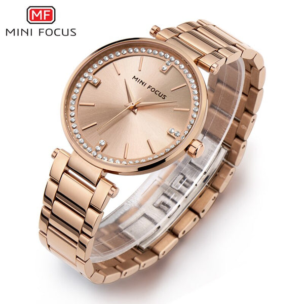 MINIFOCUS Diamond Women Watches Gold Waterproof Lady Watch For Woman Designer Brand Luxury Women Clock Fashion Women's Watches