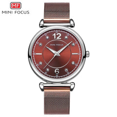 MINIFOCUS Rose Gold Girls Women's Watches Brand Luxury Fashion Ladies Watch Women Waterproof Casual Dress Lady Watch For Woman