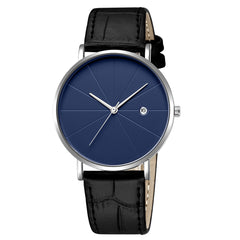 DISU Men Watches Leather Blue Ray Glass Quartz Analog With Calen wristwatch mens unique watch for men relogios masculino