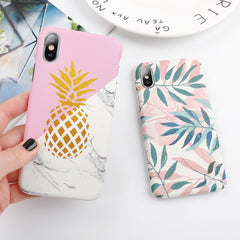 Ultra Thin Leaf Case For iPhone 8 7 6 6S Plus 5 s SE Fitted Cases Green Leaves Phone Cases Hard PC Cover For iphone X Shell Capa
