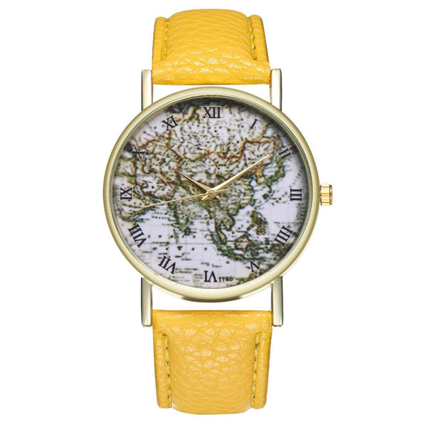 World Map Pattern Women Watches Exquistite Simple Fashion Montre Femme Acier Inoxydable Relogio Feminino High Quality Clock@50