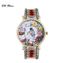 Trendy Bird Language Floral Dial Bright And Interesting Women's Watches High Quality Clock Best Sellers Wristwatch Kadin Saat@50