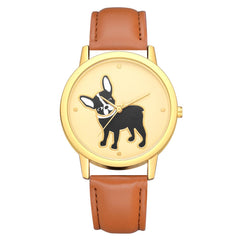 Women's Watches Casual  Ladies Quartz Wristwatch Golden Border Puppy Pattern Dial Leather Strap Clock Dress Gift Reloj Mujer@50