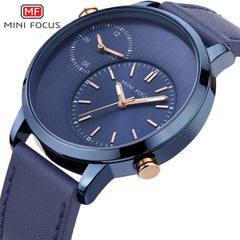 MINI FOCUS Two Time Zones Creative Watch Man 2019 Top Brand Luxury Men Watch Leather Quartz Fashion Male Clock Relogio Masculino