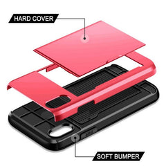 For iphone XS Max Hybrid Armor Slide Card Holder Back Cover For iphone 5 5s SE 6 6S 7 8 Plus X XS XR Shockproof Wallet Case