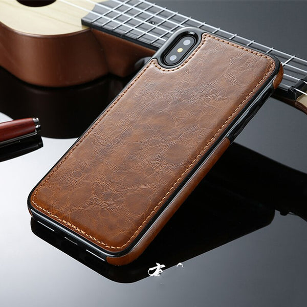 Stitching Slim PU Case For iphone XR X XS MAX Leather Ultra Thin Phone Cases for 6 6s 7 8 plus Anti-fall Cover Coque Capa