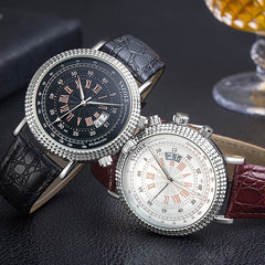 Man Quartz Watch Line Of Sight Instrument Panel Roman Digital Calendar Belt Watches Mens 2019 relojes para hombre orologio uomo