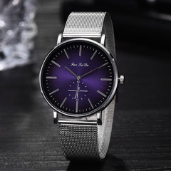 FanTeeDa Men Wristwatch Fashion Luxury Mesh Belt Double Eye Dial Analog Quartz Watch Man Watches Mens 2019 relojes para hombre