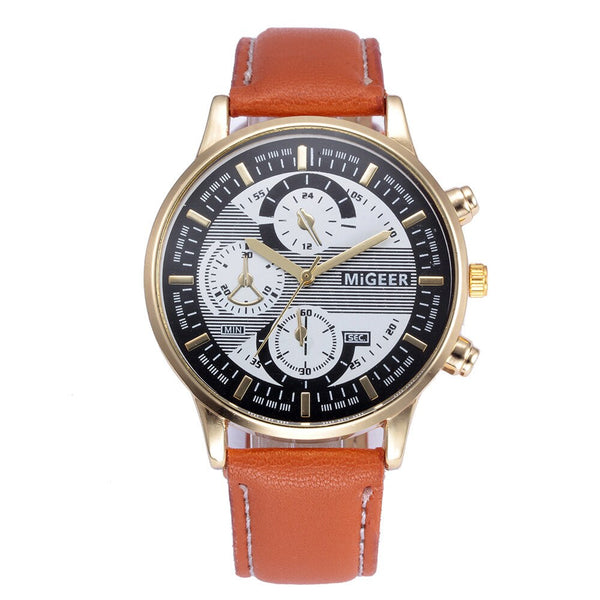 DISU Men Wrist Watch Design Leather Retro Design Leather Band Analog Alloy Quartz watch man watches mens 2019 relogios masculino