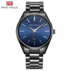 MINI FOCUS Luxury Brand Men Watches Stainless Steel Watch Men Waterproof Wristwatch Mens Quartz Fashion Black Blue Date Relogio