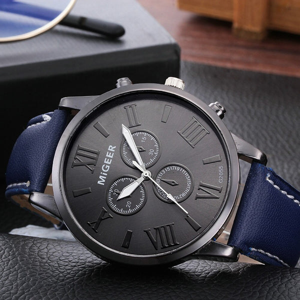 MIGEER Men Watch Classic Leather Strap Quartz Casual watch man watches mens 2019 men wristwatch clock