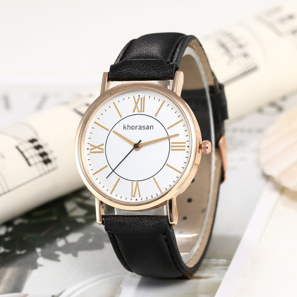 Hot Selling Women Watches Rose Gold Border Dial Ladies Quartz Wristwatch Leather Strap Business Clock Work  Zegarki Damskie@50