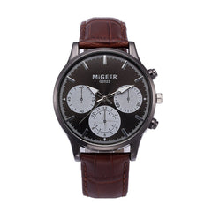 DISU Men Wrist Watch Retro Design Leather Band Analog Alloy Quartz watch man vintage men wristwatch clock men watches