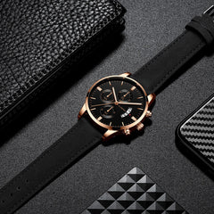 Men's Watch Stainless Steel Sport Analog Leather Band Analog Quartz Wristwatch Mens Relojes Hombre 2019 erkek kol saati
