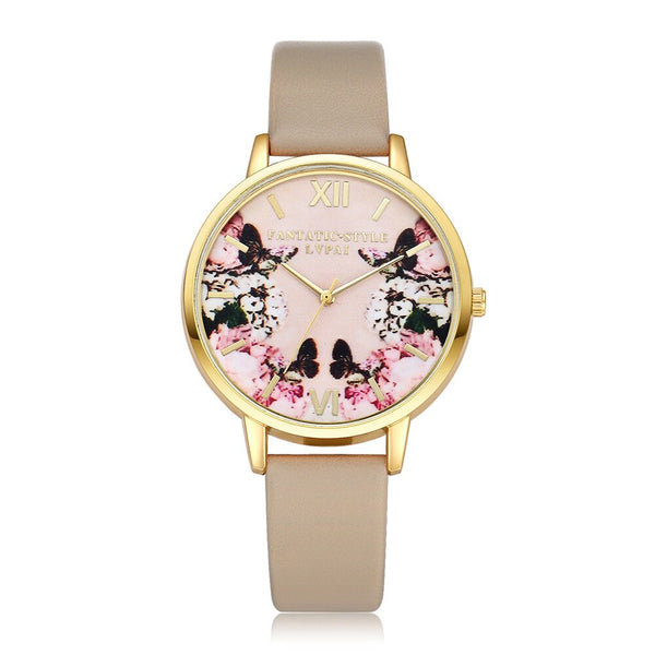 High Quality Women Watches Colorful Pattern Dial Ladies Quartz Wristwatch Simple Leather Strap Clock Casual Relogio Feminino@50