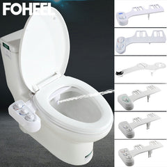 FOHEEL Non-Electric Toilet Seat Bidet Hot Cold Water Bathroom Muslim Shattaf Washing Bidet Sprayer Self-Cleaning Nozzle
