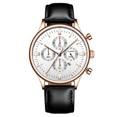 Men's Watch Fashion Sport Stainless Steel Case Leather Band Quartz Analog Wrist Watch Man Reloj Hombre 2019 relogios masculinos