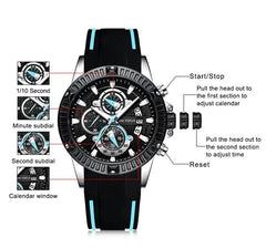 MINIFOCUS Fashion Sports Watch Men Waterproof Silicone Wrist Watches Men Luxury Brand Men's Watches Quartz Watches Male Clock