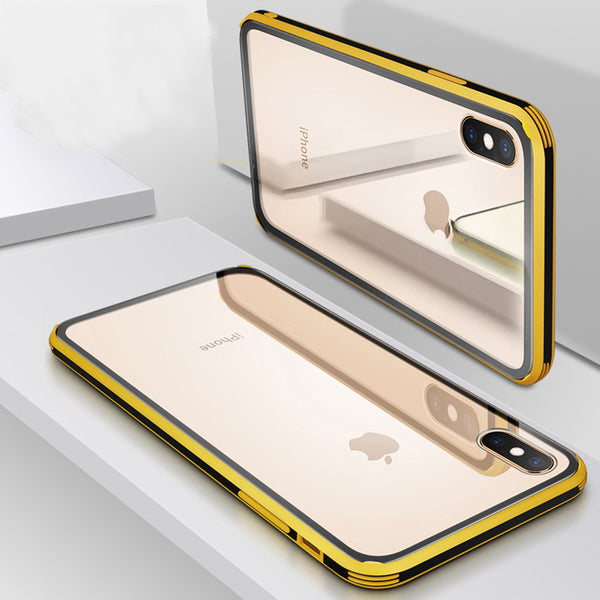 Transparent Glass Case For iPhone 8 Plus 7 6 6s XS Max XR X Colorful Case Ultra Thin Soft Edge Shockproof Cover Coque