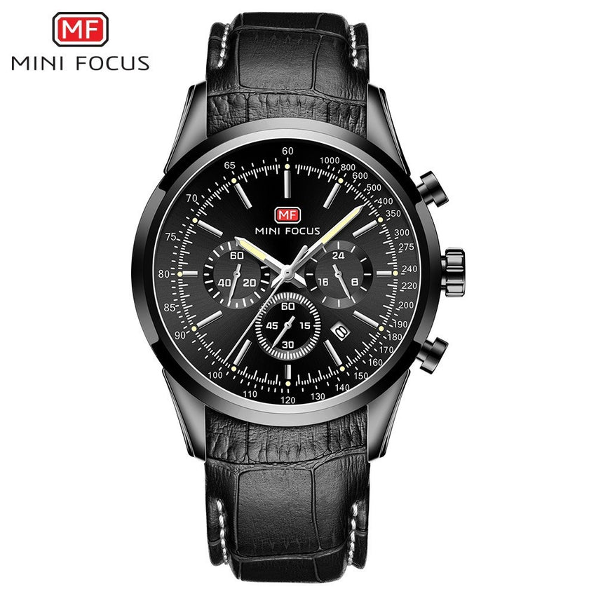 MINIFOCUS Luxury Brand Mens Watches Quartz Men Watch Leather Army Sports Watch Military Chronograph Watches Men Clock Hour Date
